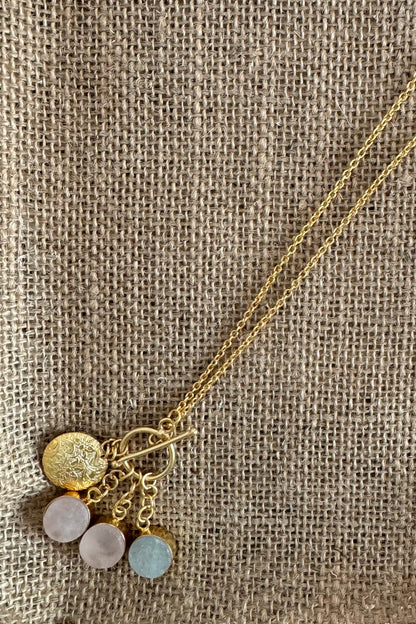 18K Gold Plated 3 Stones Necklace