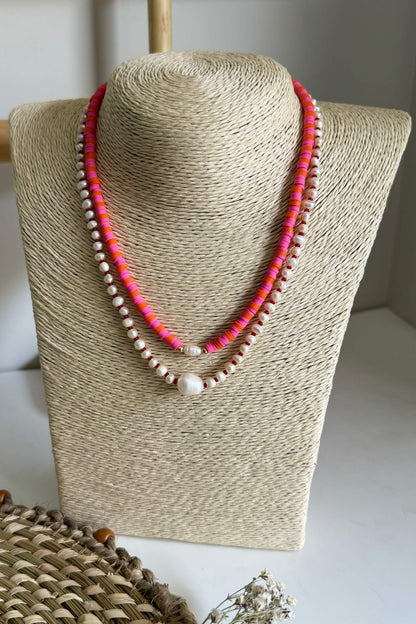 Pearl and Fimo Beads Necklace