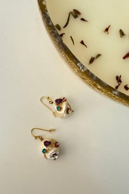 Pearl Drop Studded Stone Earrings