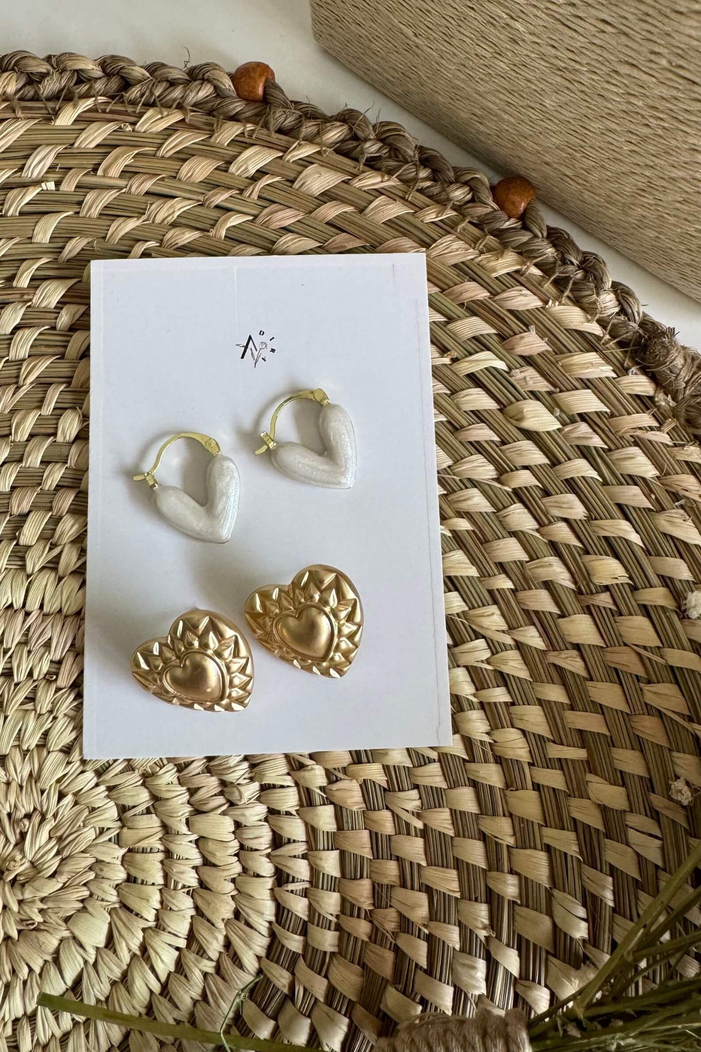 Small White Pearl Heart Hoops