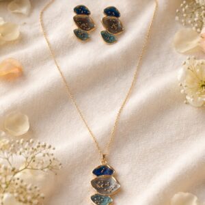 Enamel Blue Floral Necklace